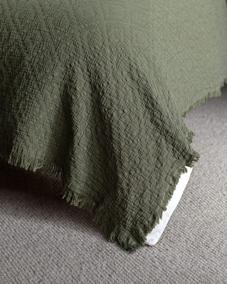 Premium Double Cotton Bedspread Khaki Luxury