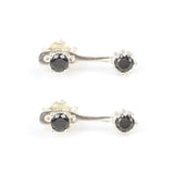 Sterling Silver Onyx Double Stone Earrings - Convertible Style