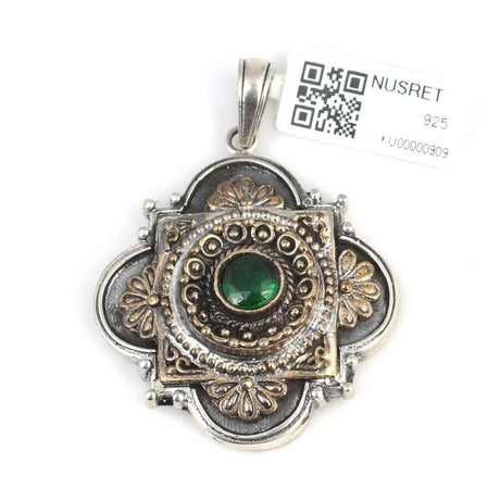 925 Sterling Silver Green Zircon Constantine Pendant - Ancient Allure