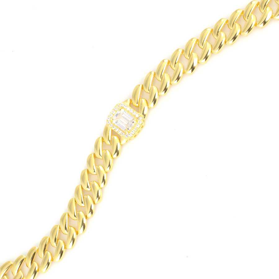 Premium 925 Sterling Silver Baguette Gourmet Chain