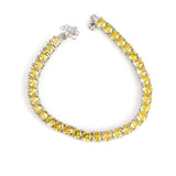 Sterling Silver Synthetic Citrine Round Line Bracelet - Elegant Style