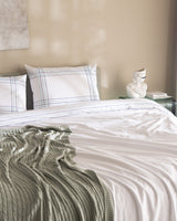 100% Cotton Double Duvet Cover Set - Holly White/Turquoise