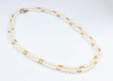 925 Sterling Silver Double Strand Pearl Necklace - Elegant Fancy Design