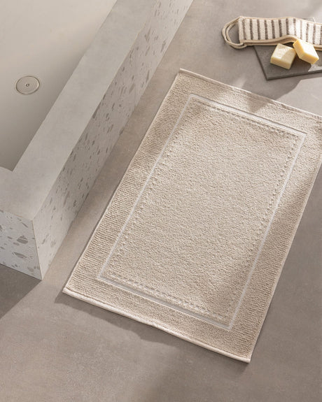 Angeline Cotton Bath Mat, Soft Absorbent Beige Bathroom Rug 50x80 cm