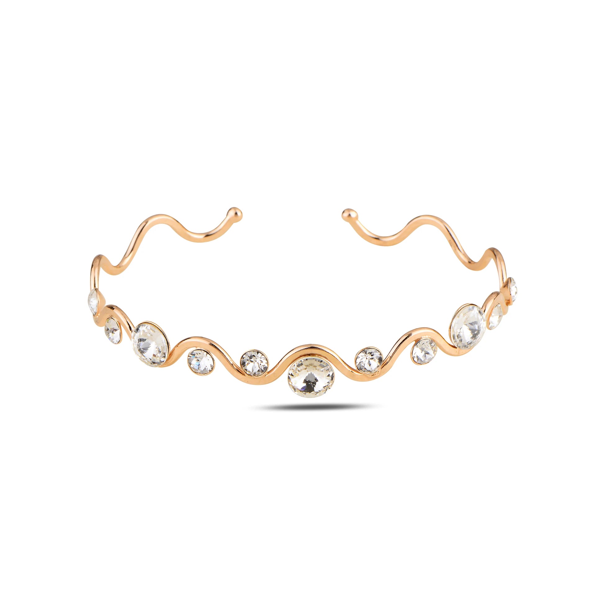Bracelet Ouvert en Argent Sterling - Élégance Cristal Swarovski Sertie en Sertissure