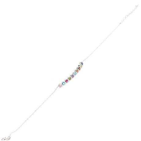 925 Sterling Silver Multi-Color Zircon 10-Row Bracelet