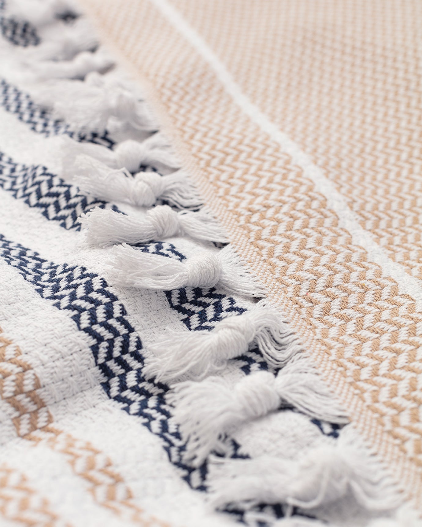 Sheryl Double Bedspread - Beige and Navy
