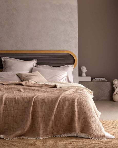 Cotton Blend Single Bedspread - Textured Design