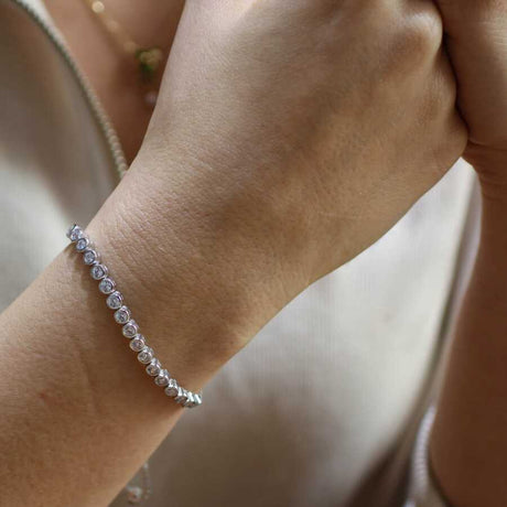 Sterling Silver Zirconia Tennis Bracelet - Adjustable Slider