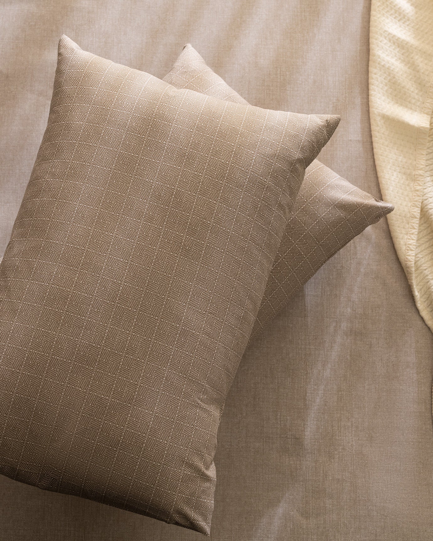 100% Cotton Fitted Sheet Set - Single Size, Beige Color