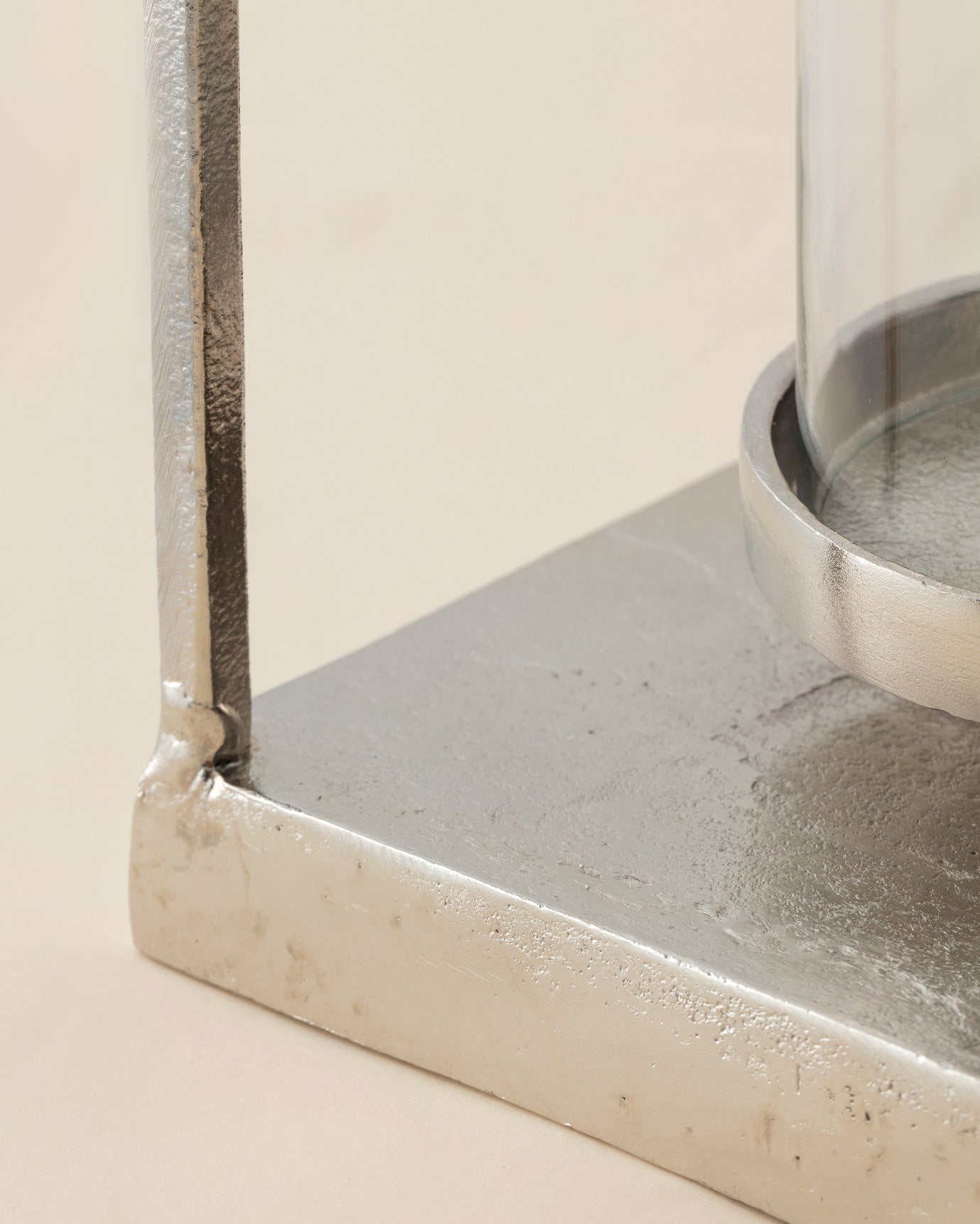 Aluminum Decorative Lantern - Modern Clear Panel Tabletop Accent