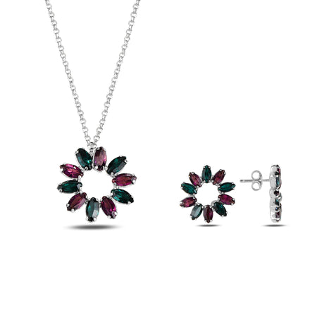 925 Sterling Silver Flora Blooming Marquise Crystal Hoop Earrings - Elegant Bloom