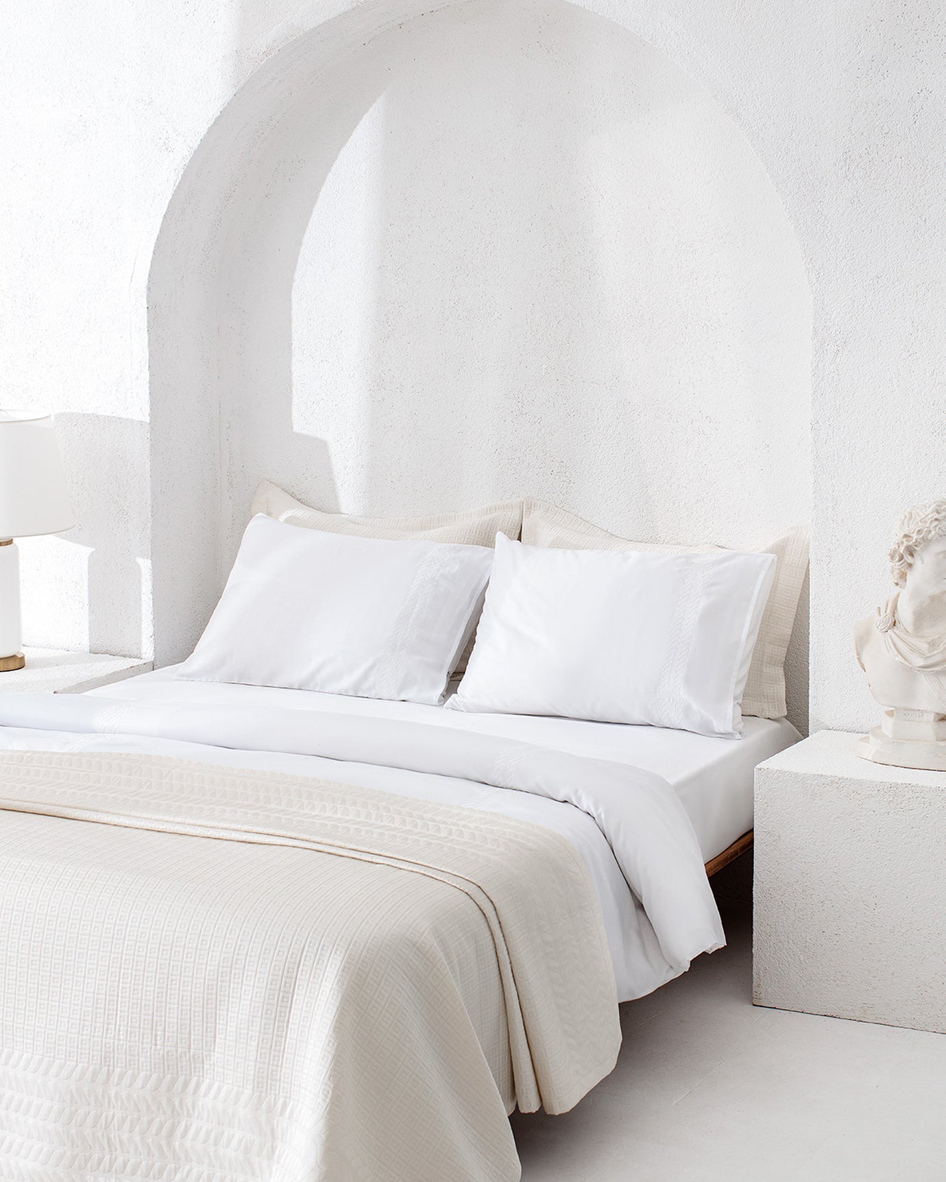 Rodez Double Bedspread Set - White Coastal Quilt Coverlet Bedding