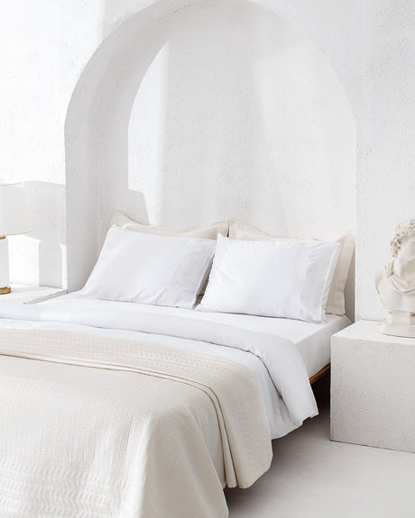 Rodez Double Bedspread Set - White Coastal Quilt Coverlet Bedding