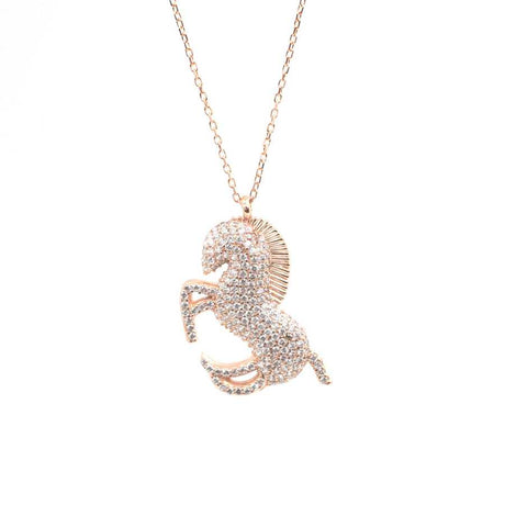 Premium Sterling Silver Galloping Horse Pendant Necklace