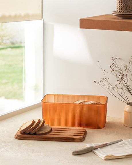 Bread Box with Wooden Lid - Kitchen Countertop Food Storage