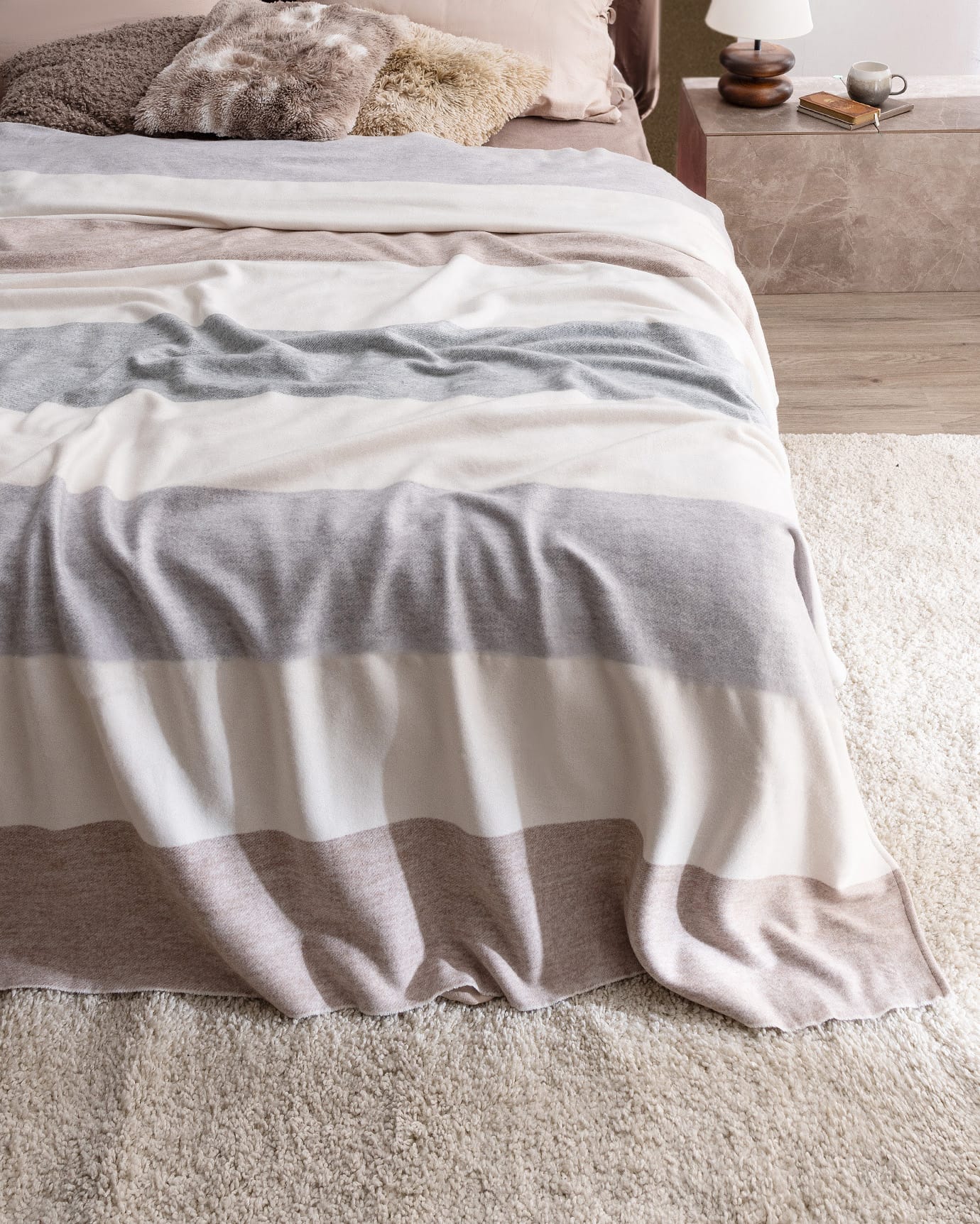 Polyamide Acrylic Blend Double Blanket - Soft Pastel Tones