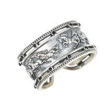 Premium 925 Sterling Silver Running Horses Gemstone Ring