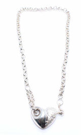 925 Sterling Silver Bold Heart Necklace - Statement Jewelry