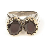 925 Sterling Silver Garnet Unisex Ring - Antique Style