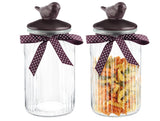 Decorative Bird Motif Cylindrical Storage Jar - 1300ML
