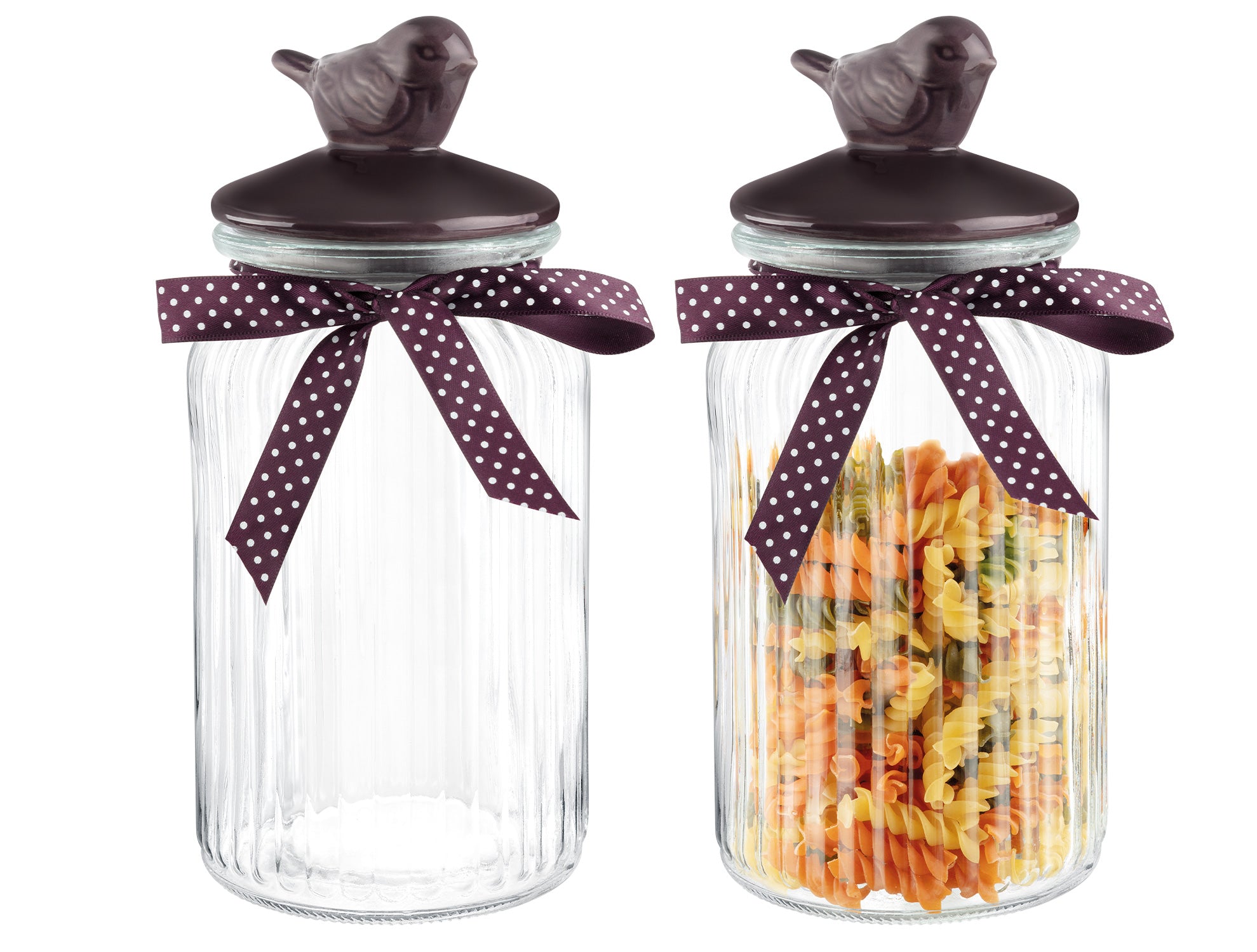 Decorative Bird Motif Cylindrical Storage Jar - 1300ML