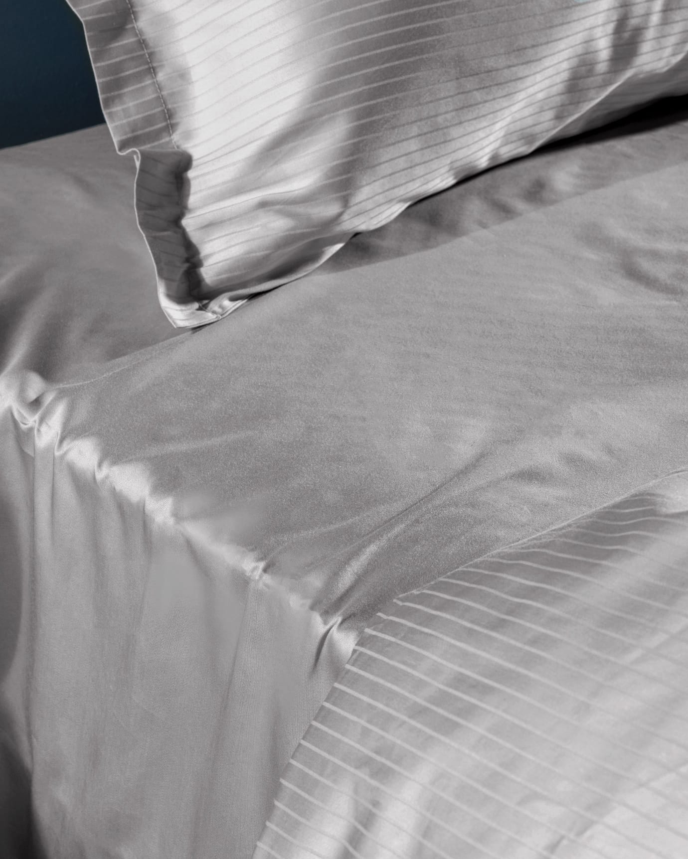 Thalie Double 100% Cotton Striped Sateen Duvet Cover Set - 300TC