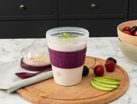 Pansy Design Portable Snack Container with Spoon - Food Storage