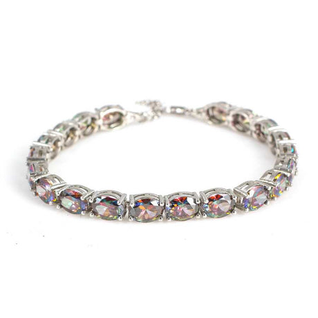 925 Sterling Silver Mystic Topaz Tennis Bracelet - Bold Oval