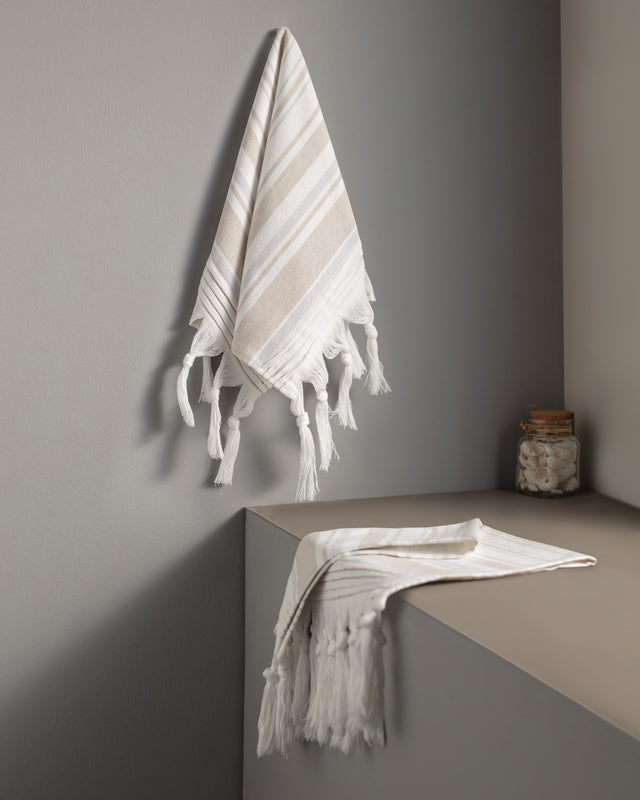 Striped Turkish Hamam Hand Towel Set - 2 Pack