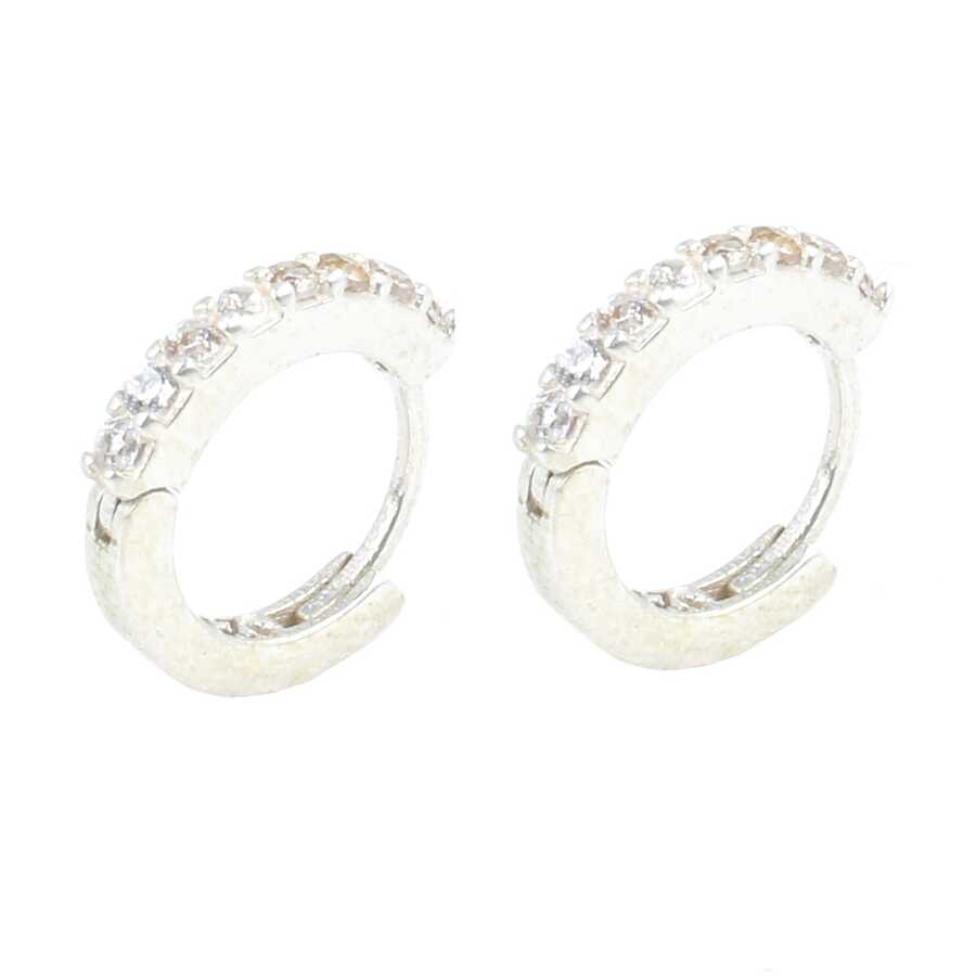Sterling Silver Eight-Stone Cartilage Earring - Dainty Zircon Stud