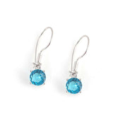 Professional 925 Sterling Silver Large Round Aquamarine Earring
