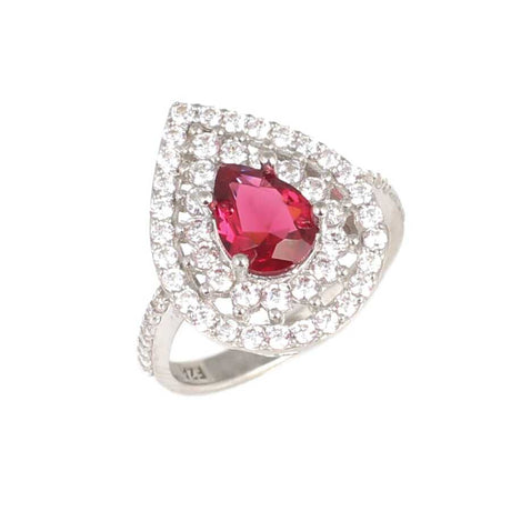 Premium 925 Sterling Silver Teardrop Ruby Ring