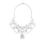 Sterling Silver Statement Filigree Necklace - Spider Web Motif