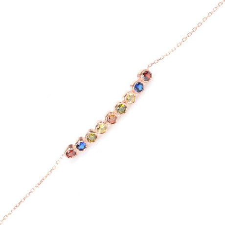 Premium 925 Sterling Silver Rose Tone Gemstone Nine Row Bracelet