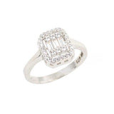 Bague carrée baguette en argent sterling 925 de qualité supérieure