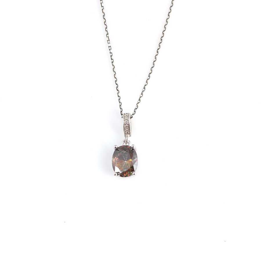 Premium 925 Sterling Silver Oval Mystic Topaz Necklace
