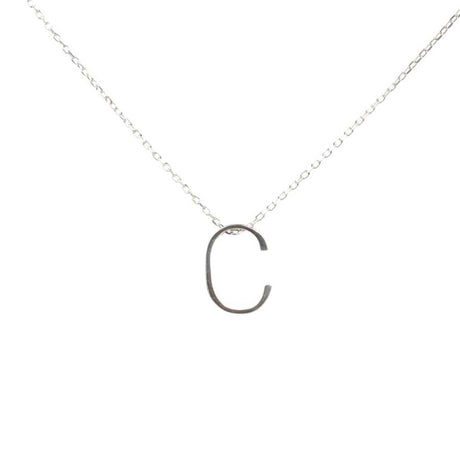 Sterling Silver 3D C Initial Pendant Necklace - Personalized Elegance