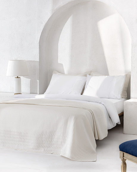 Rodez Double Bedspread Set - White Coastal Quilt Coverlet Bedding