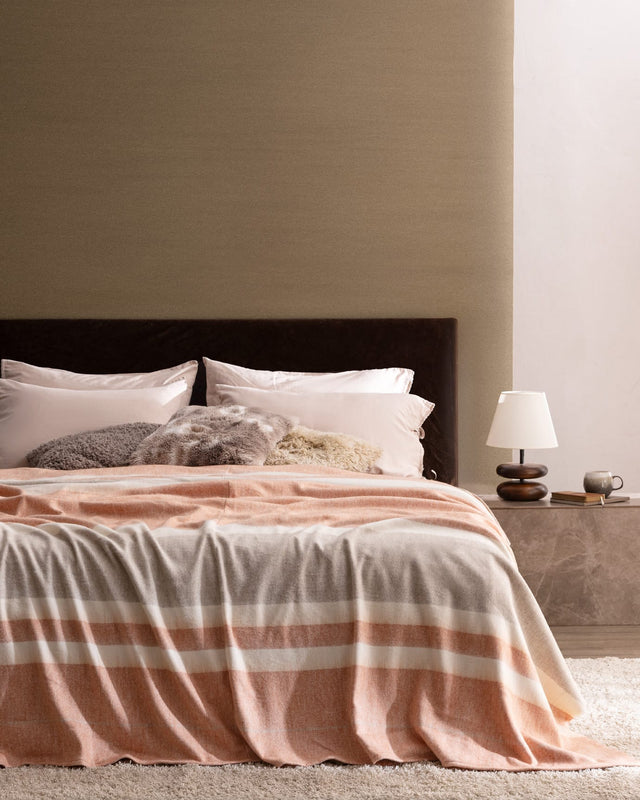 Soft Acrylic Blend Double Blanket - Cozy Terracotta Hue