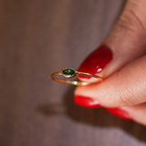 925 Sterling Silver Emerald Color Zircon Ring - Elegant Shuttle Design