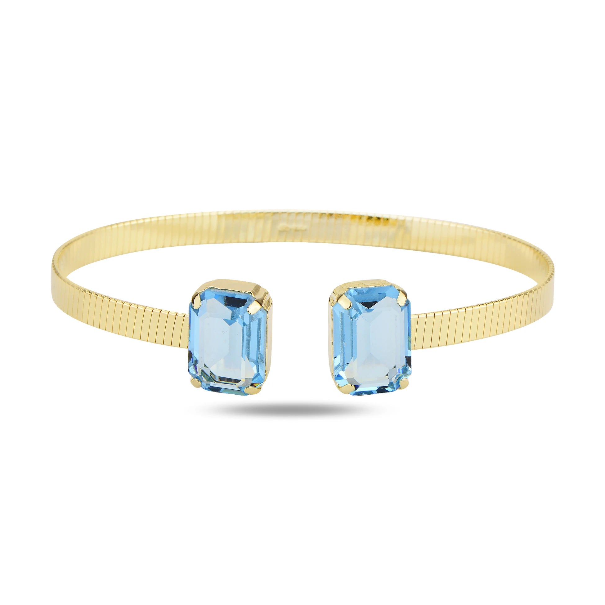 Náramek z 925 sterlingového stříbra s otevřeným páskem - smaragdový broušený krystal Swarovski