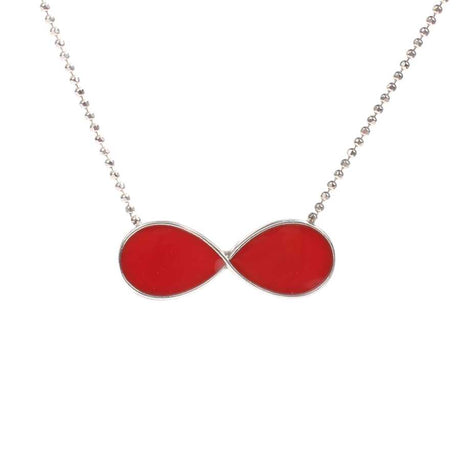 Professional 925 Sterling Silver Red Enamel Infinity Necklace