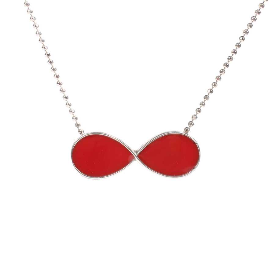 Professional 925 Sterling Silver Red Enamel Infinity Necklace
