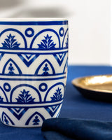 New Bone China Mug - Sophisticated Blue & White Perla Pattern