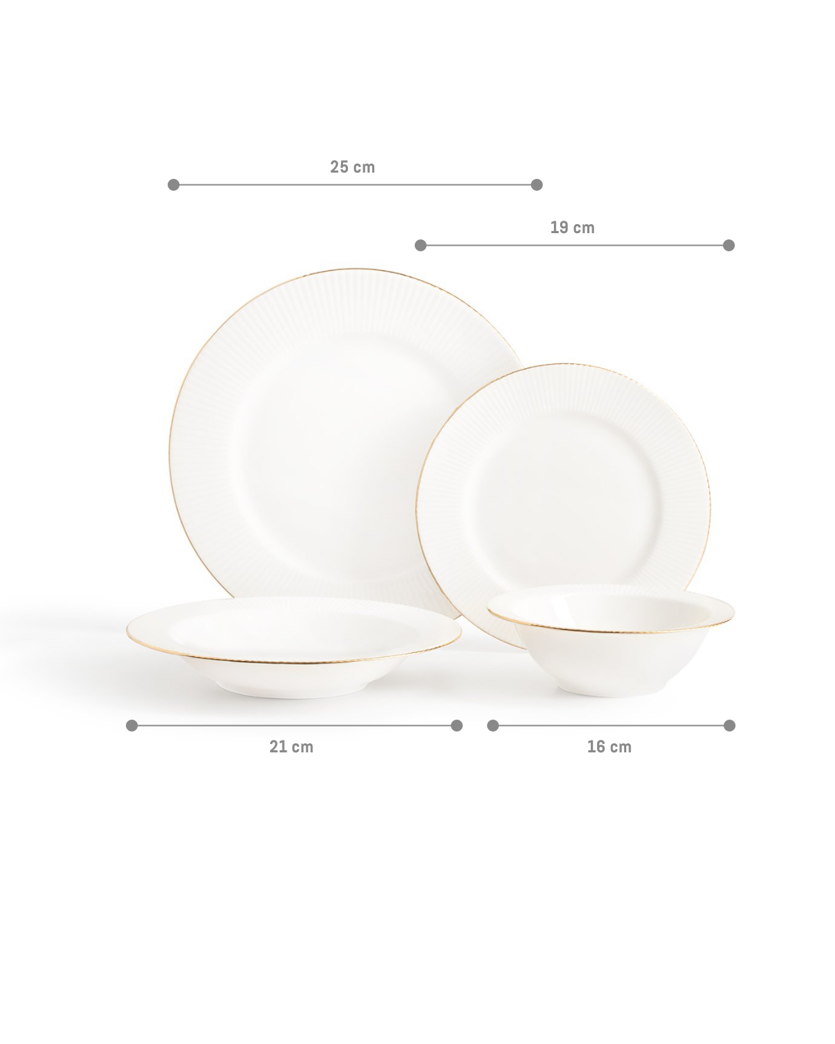 New Bone Porcelain 6-Person Dinner Set - Elegant Gold Trim