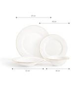 New Bone 6-Person Dinnerware - Elegant White & Gold