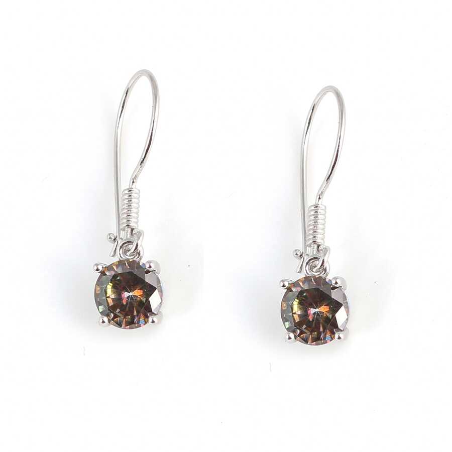 Sterling Silver Round Mystic Topaz Dangle Earrings - Vibrant Gemstone