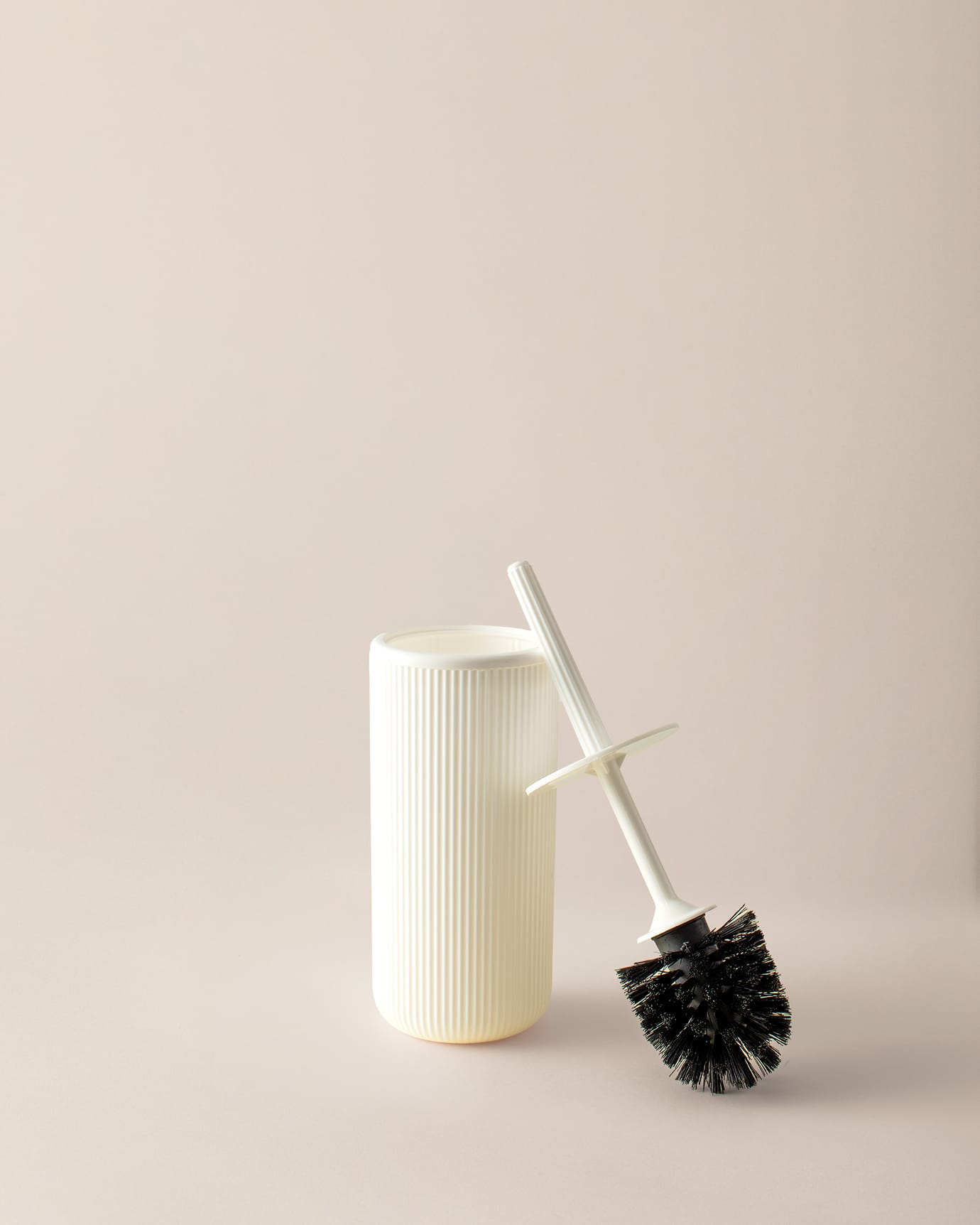 Elegant Soft Ecru Bathroom Toilet Brush with Holder