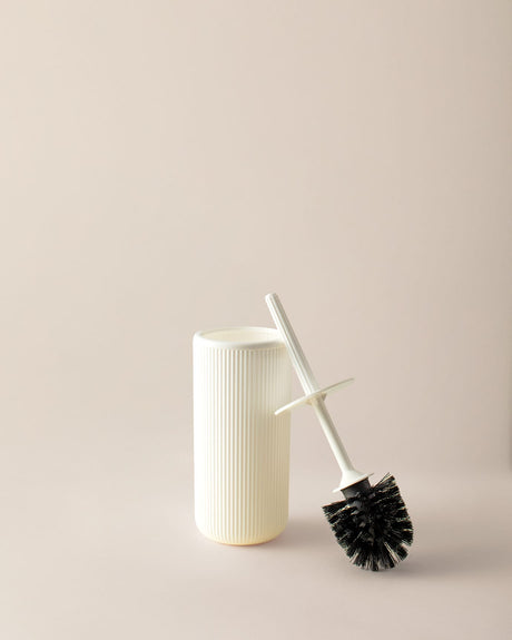 Elegant Soft Ecru Bathroom Toilet Brush with Holder